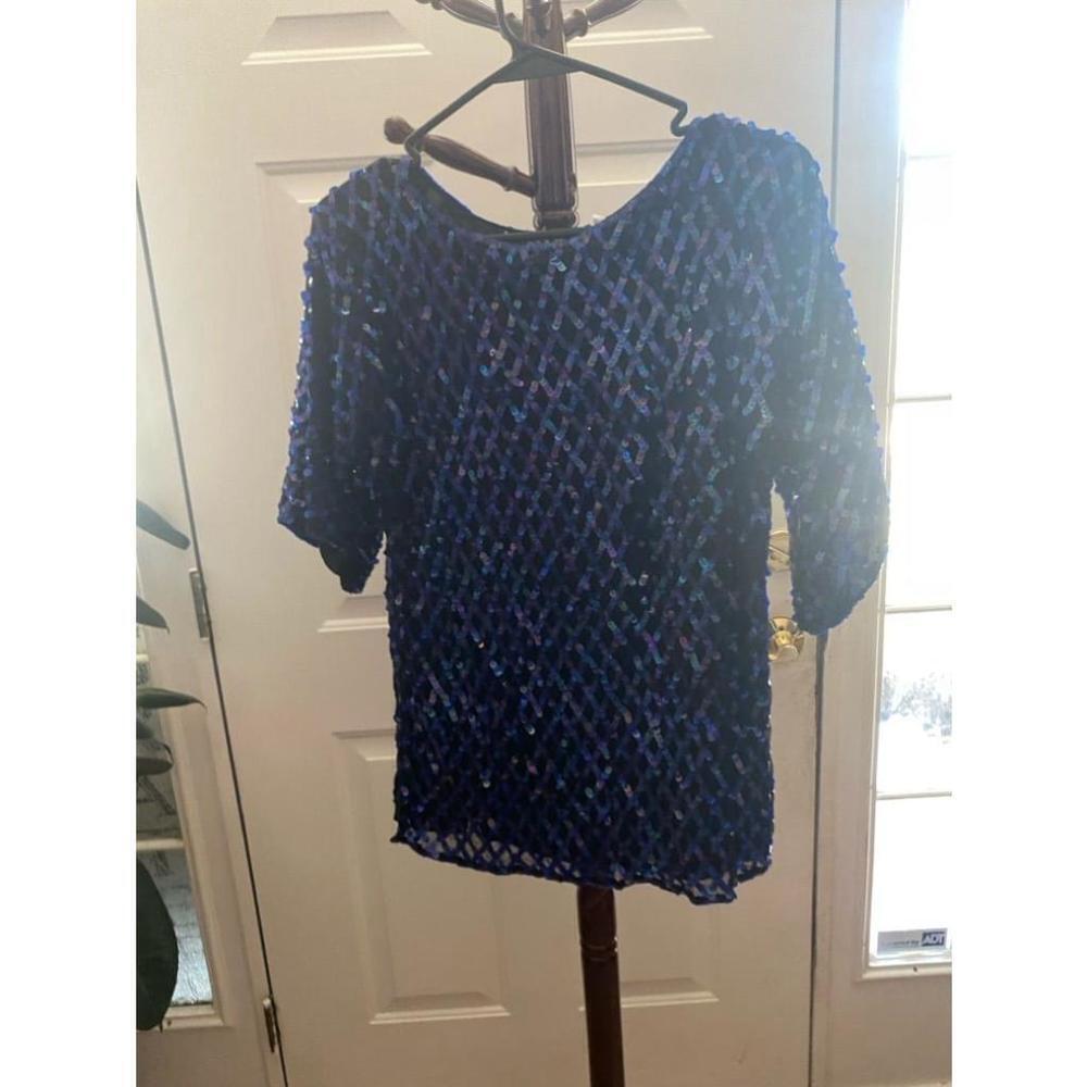 Women's O.R. Silk Fashions Ltd. Sequin Top - Blue - Size S